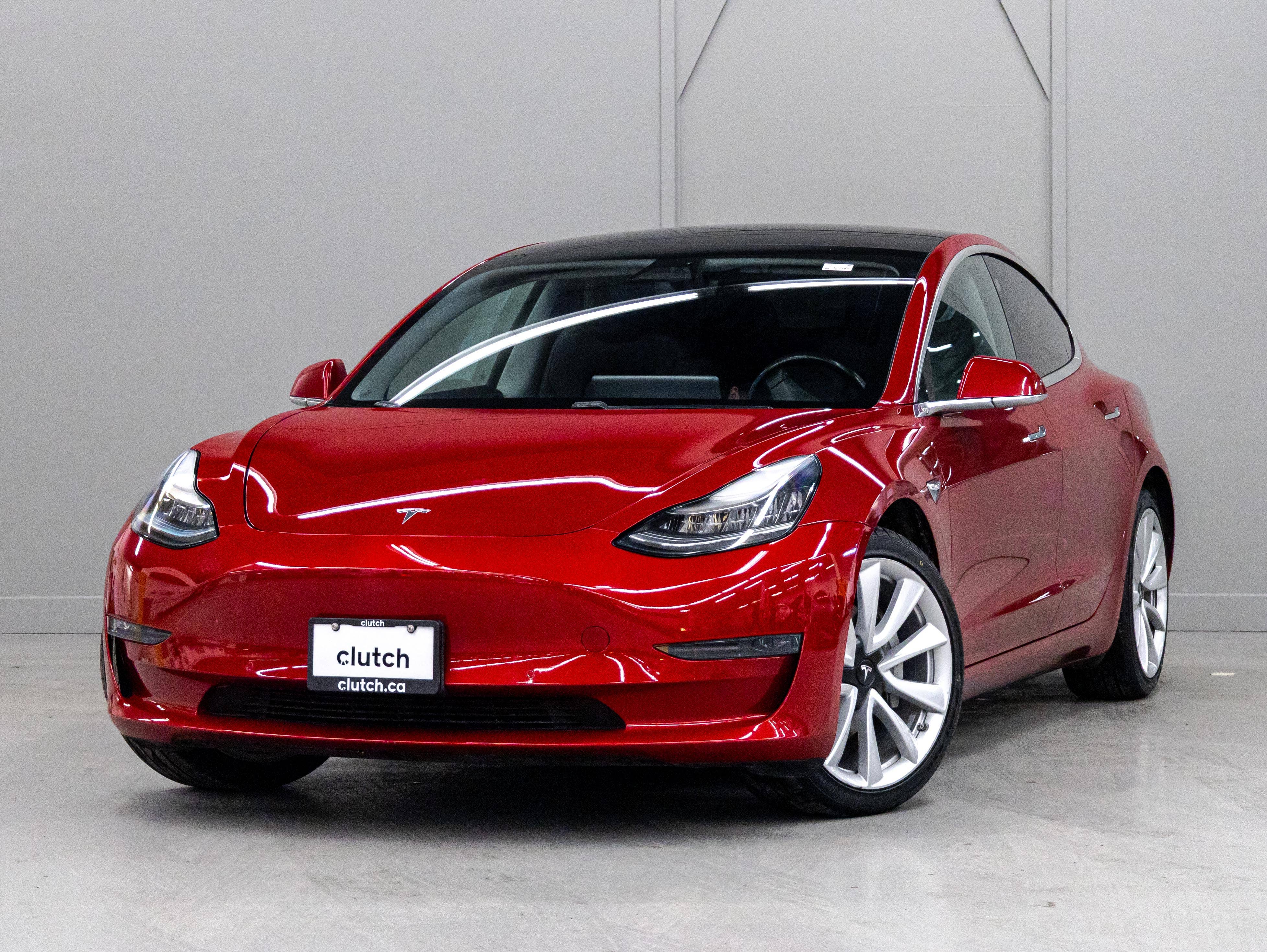 Red 2019 Tesla Model 3 Sedan Rear-Wheel Drive Automatic