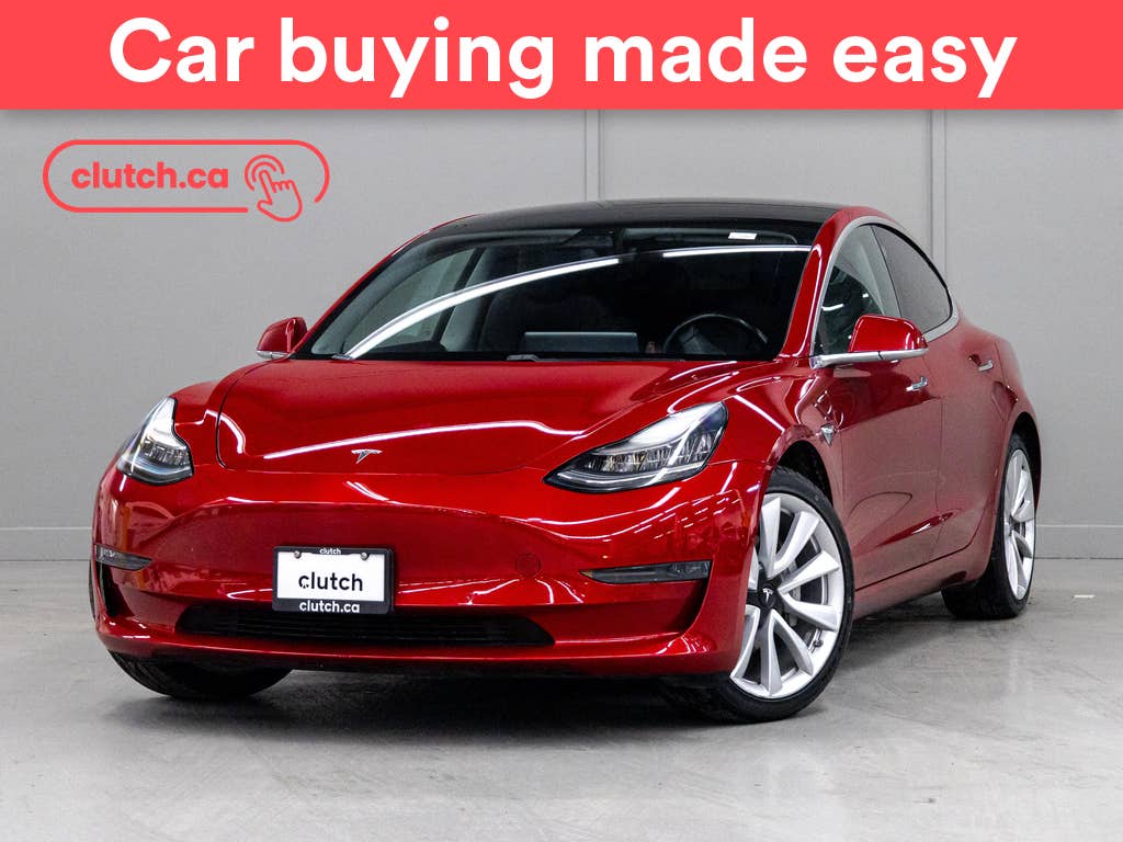 Red 2019 Tesla Model 3 Sedan Rear-Wheel Drive Automatic