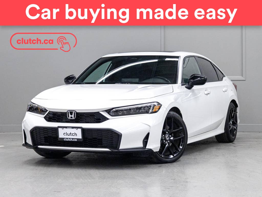 White 2025 Honda Civic Hybrid Sedan Front-Wheel Drive Automatic